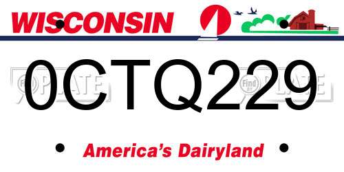0CTQ229 Wisconsin License Plate