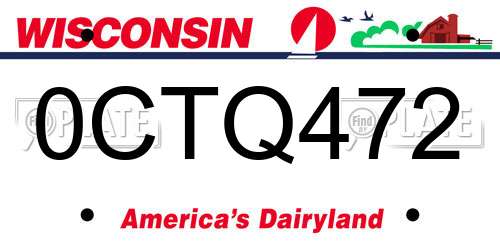 0CTQ472 Wisconsin License Plate