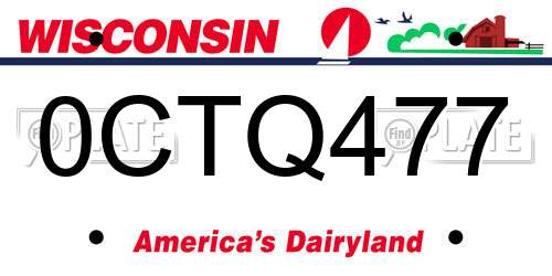 0CTQ477 Wisconsin License Plate