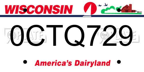 0CTQ729 Wisconsin License Plate