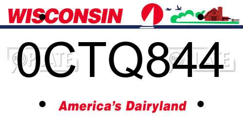 0CTQ844 Wisconsin License Plate