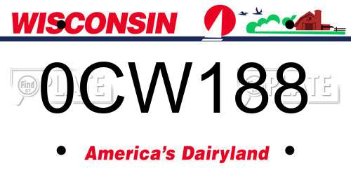 0CW188 Wisconsin License Plate