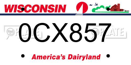 0CX857 Wisconsin License Plate