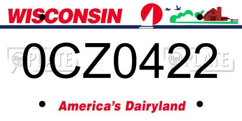 0CZ0422 Wisconsin License Plate