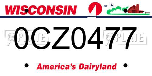 0CZ0477 Wisconsin License Plate