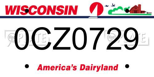0CZ0729 Wisconsin License Plate