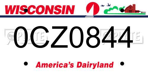 0CZ0844 Wisconsin License Plate