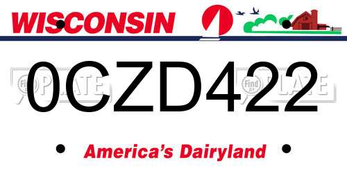 0CZD422 Wisconsin License Plate