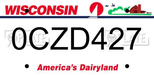 0CZD427 Wisconsin License Plate