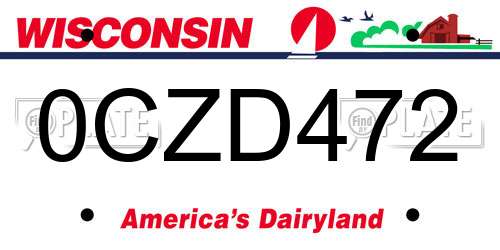0CZD472 Wisconsin License Plate