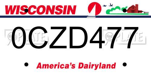 0CZD477 Wisconsin License Plate
