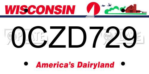 0CZD729 Wisconsin License Plate