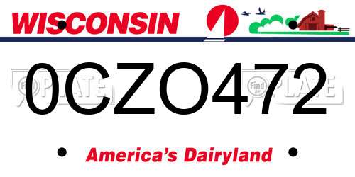 0CZO472 Wisconsin License Plate