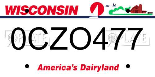 0CZO477 Wisconsin License Plate