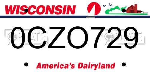 0CZO729 Wisconsin License Plate
