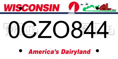 0CZO844 Wisconsin License Plate