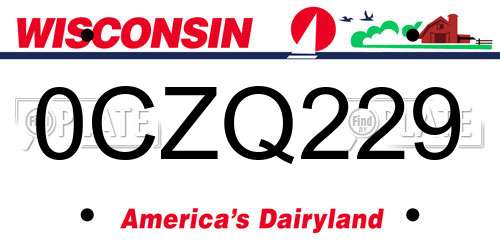 0CZQ229 Wisconsin License Plate
