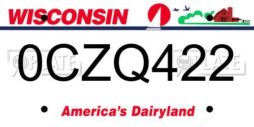 0CZQ422 Wisconsin License Plate