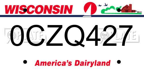 0CZQ427 Wisconsin License Plate