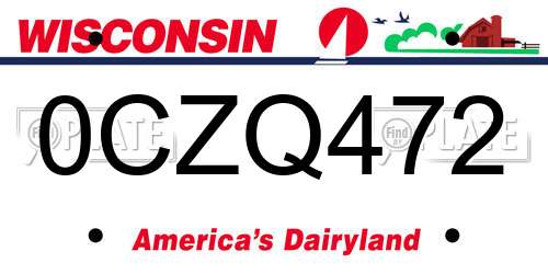 0CZQ472 Wisconsin License Plate