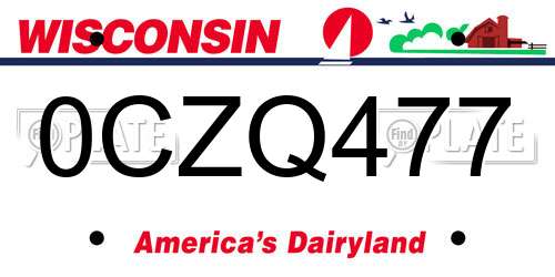 0CZQ477 Wisconsin License Plate