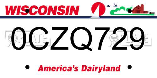 0CZQ729 Wisconsin License Plate