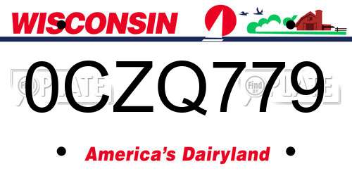 0CZQ779 Wisconsin License Plate