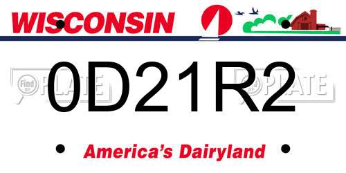 0D21R2 Wisconsin License Plate