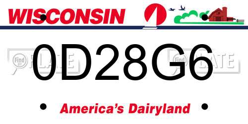 0D28G6 Wisconsin License Plate