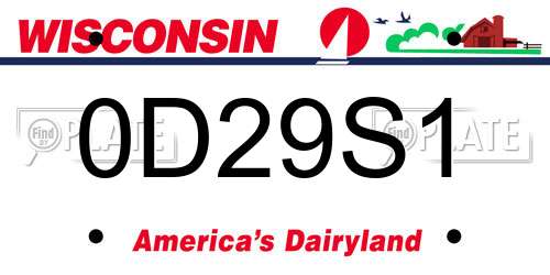 0D29S1 Wisconsin License Plate