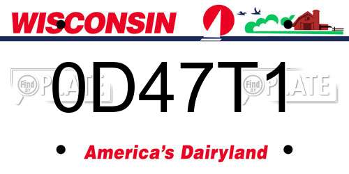 0D47T1 Wisconsin License Plate