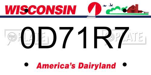 0D71R7 Wisconsin License Plate