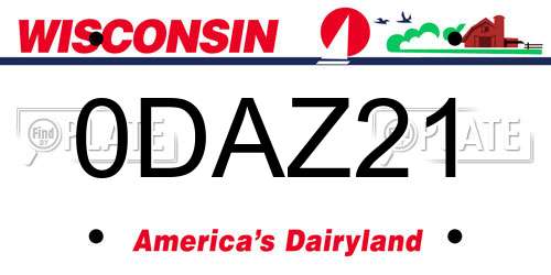 0DAZ21 Wisconsin License Plate