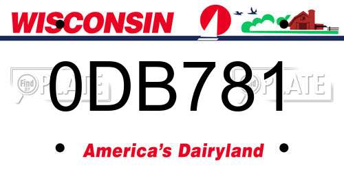 0DB781 Wisconsin License Plate