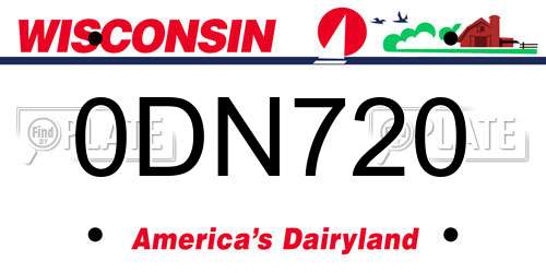 0DN720 Wisconsin License Plate
