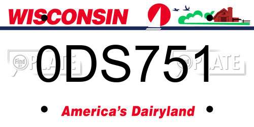 0DS751 Wisconsin License Plate