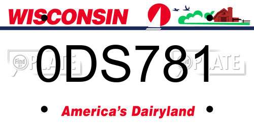 0DS781 Wisconsin License Plate