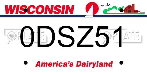 0DSZ51 Wisconsin License Plate