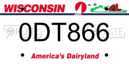 0DT866 Wisconsin License Plate