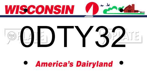 0DTY32 Wisconsin License Plate