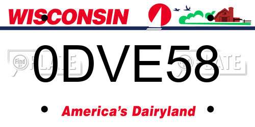0DVE58 Wisconsin License Plate