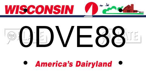0DVE88 Wisconsin License Plate