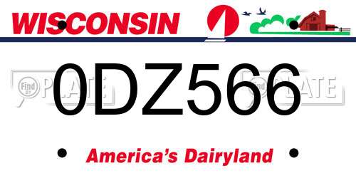 0DZ566 Wisconsin License Plate