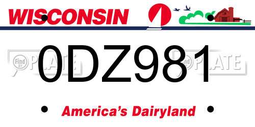 0DZ981 Wisconsin License Plate