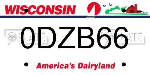 0DZB66 Wisconsin License Plate