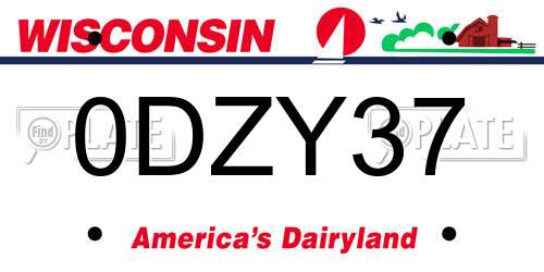 0DZY37 Wisconsin License Plate