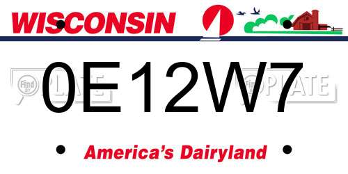 0E12W7 Wisconsin License Plate