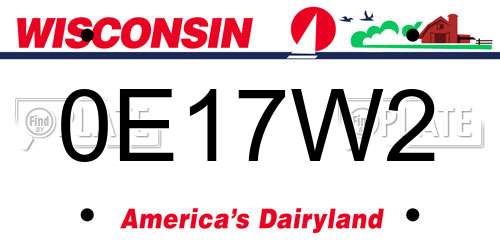 0E17W2 Wisconsin License Plate