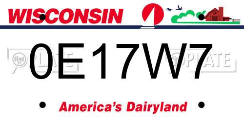 0E17W7 Wisconsin License Plate