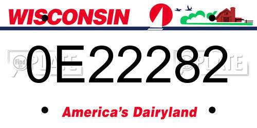 0E22282 Wisconsin License Plate